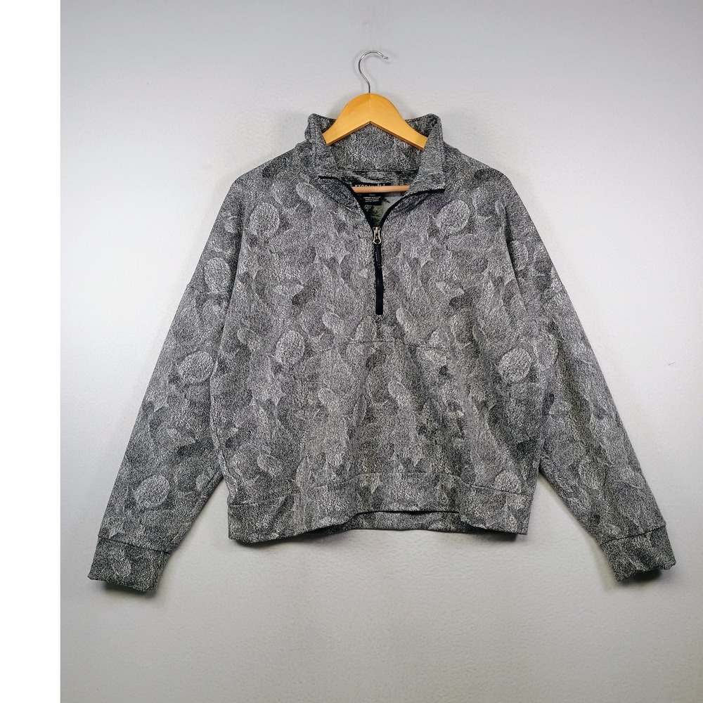 Gorpcore Kyodan Outdoor Womens XL Grey Abstract‎ Jacquard Quarter Zip Pullover